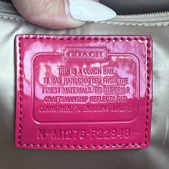 Coach Pink Leather and Brown Canvas Monogram Backpack - Picture 7 of 12